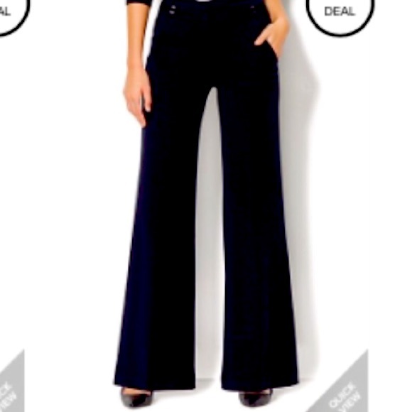 OLD MONEY VIBE NEW YORK & CO BLACK DRESS PILAZZIO PANTS, 4 TALL - Picture 1 of 5